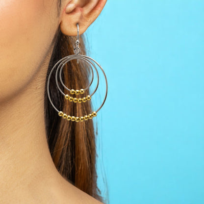 Sterling Silver Round Design Hook Earrings for Women and Girls