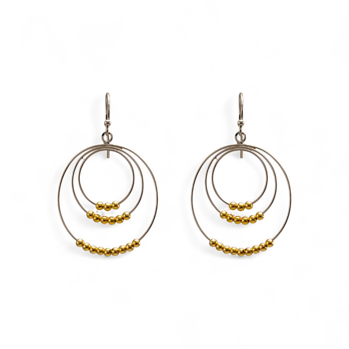 Sterling Silver Round Design Hook Earrings for Women and Girls