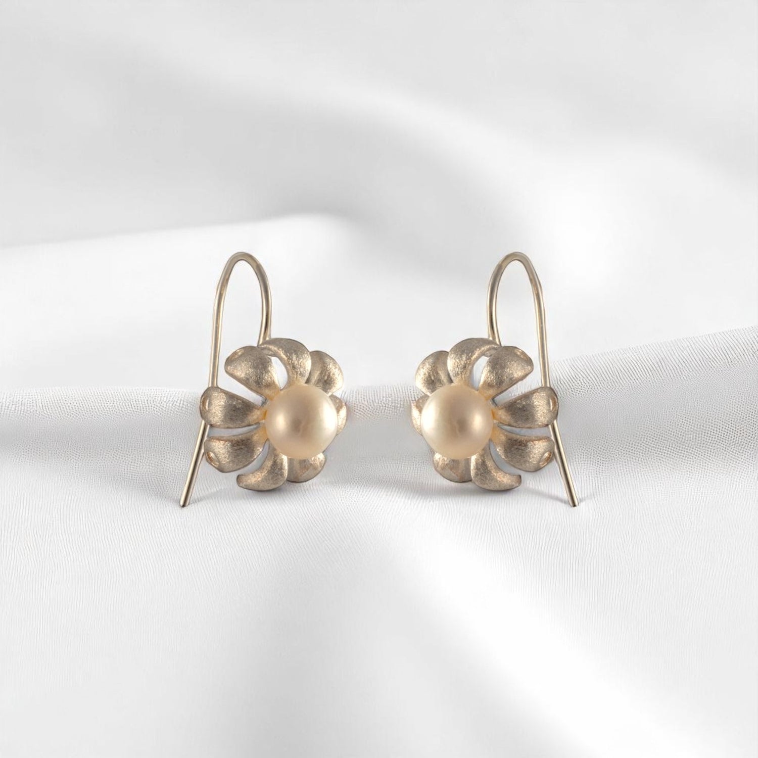 925 Sterling Silver Pearl Floral Earrings for Women & Girls