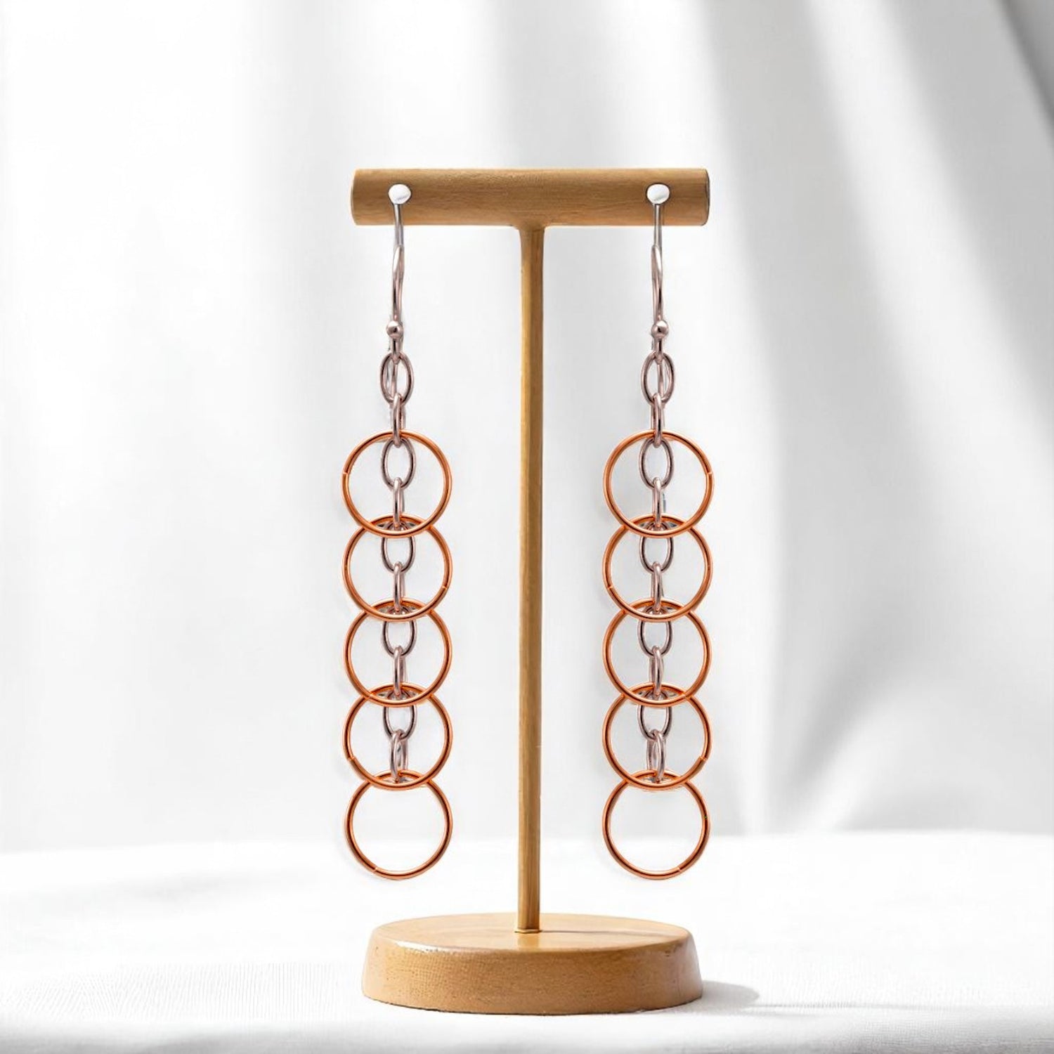 Sterling Silver Rosegold Plated Round Chain Loop Earrings for Women and Girls
