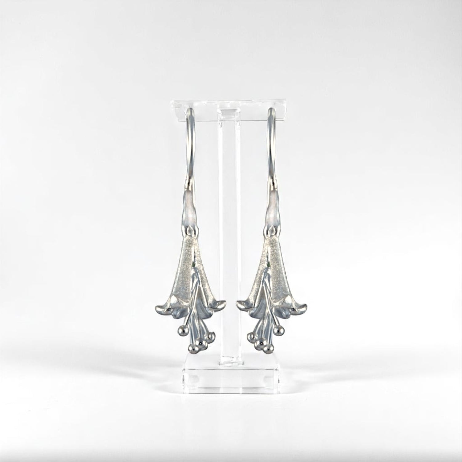 Sterling Silver Lily Design Hook Earrings for Women and Girls