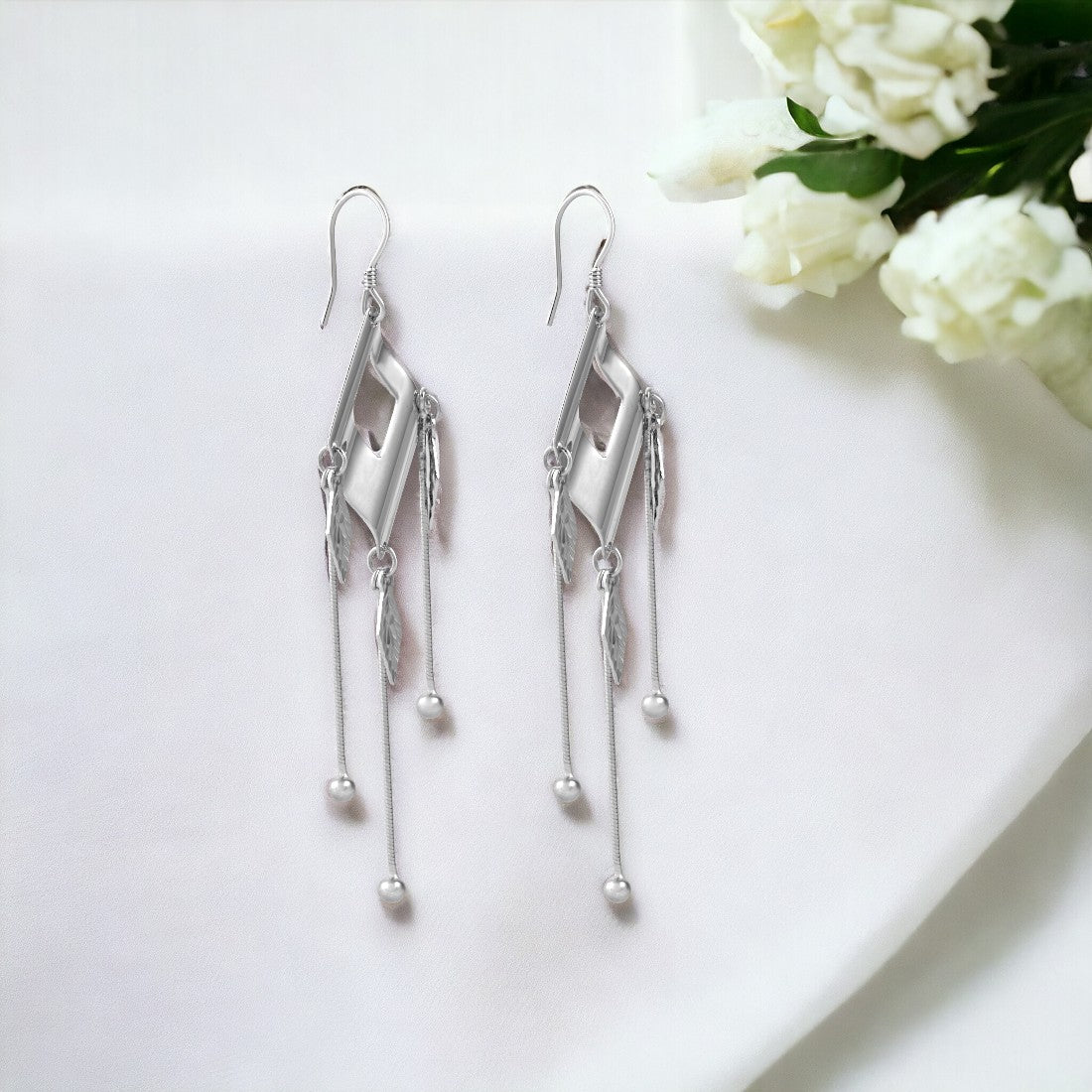 Sliver Diamond Cut Drop Earring