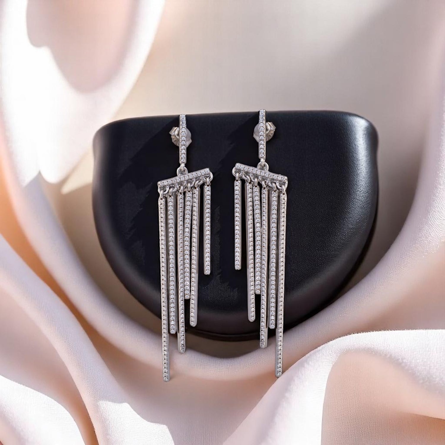 Sterling Silver Chandeiler design Studded Earrings For Women and Girls