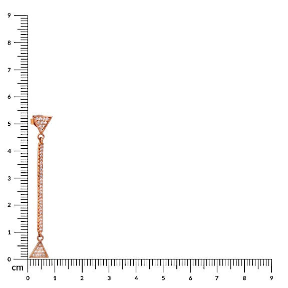 Sterling Silver Rosegold Plated Triangle Studded Drop Earring For Women and Girls