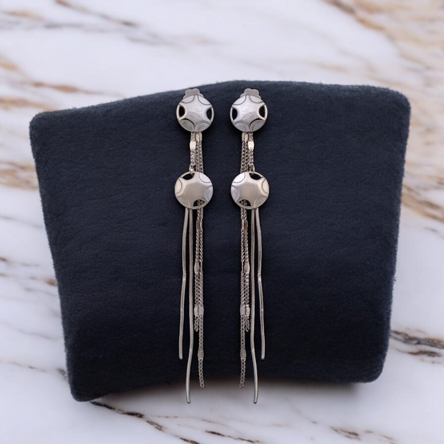 925 Sterling Silver Round Chain Drop Earrings for Women & Girls
