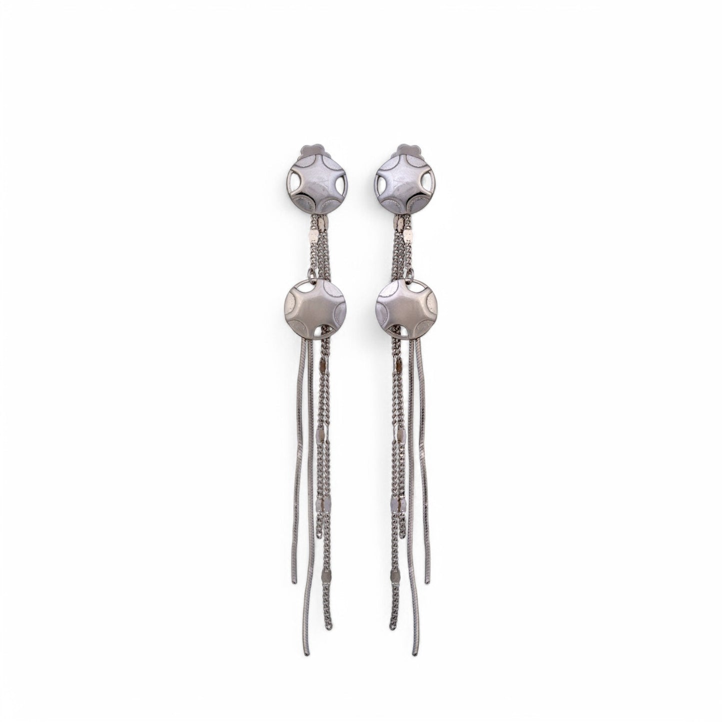 925 Sterling Silver Round Chain Drop Earrings for Women & Girls