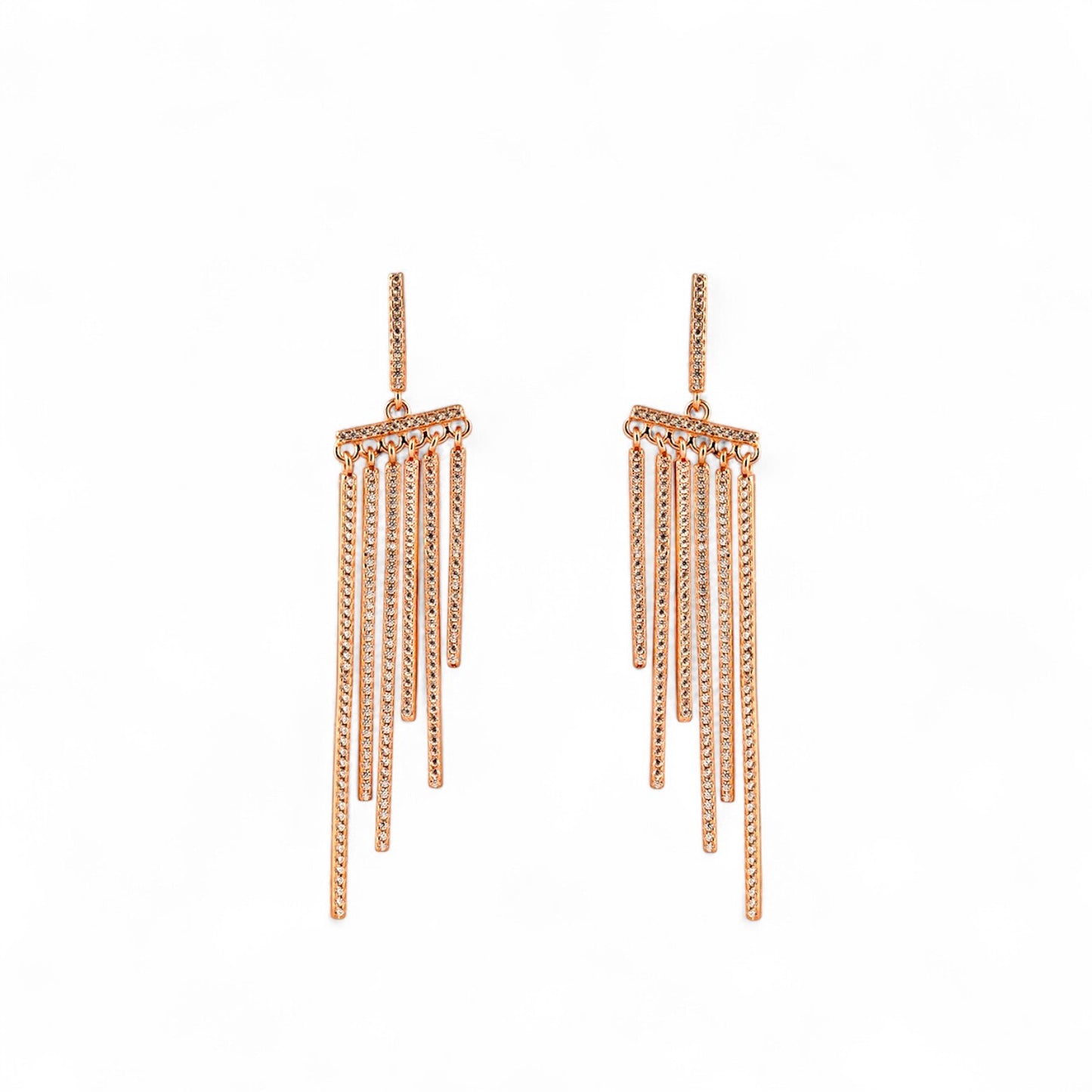 925 Sterling Silver Rose Gold Plated Chandelier Studded Earrings for Women & Girls