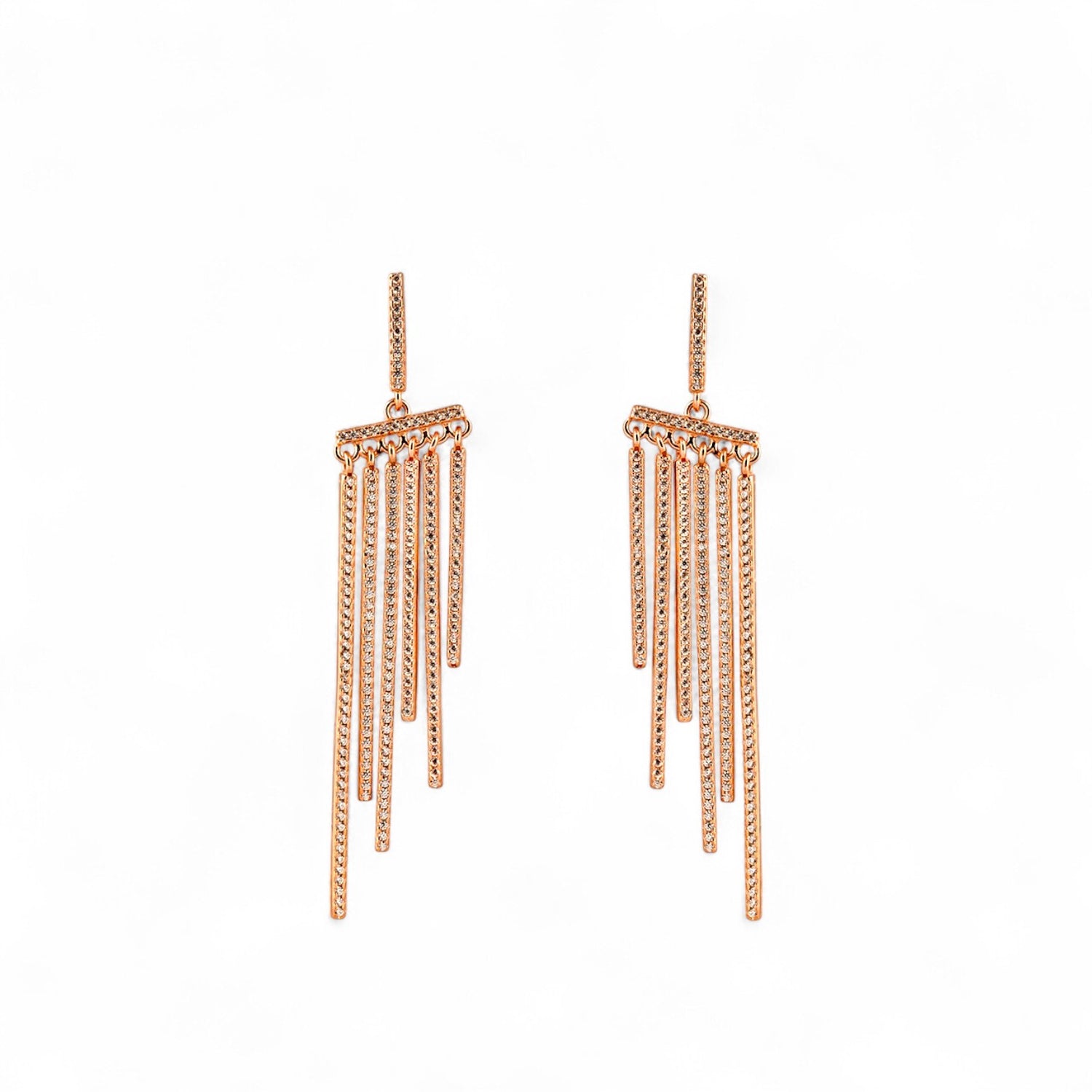 925 Sterling Silver Rose Gold Plated Chandelier Studded Earrings for Women & Girls