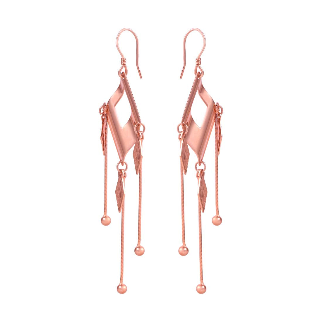 Rose Gold Tone Diamond Cut Drop Earrings for Women & Girls