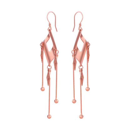 Rose Gold Tone Diamond Cut Drop Earrings for Women & Girls