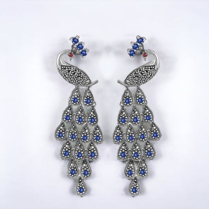 Silver Blue Peacock earring for women & girls