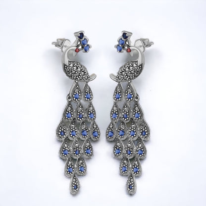 Silver Blue Peacock earring for women & girls