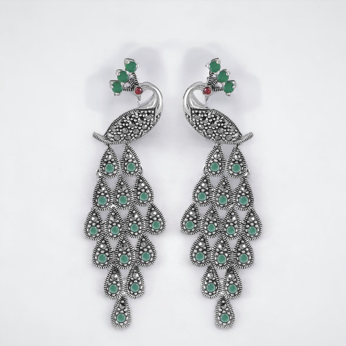Green Dangle Peacock Earring For Women & Girls