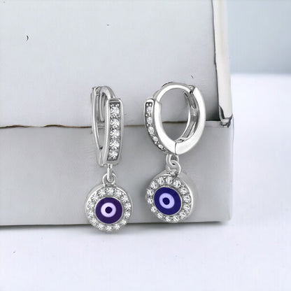 Round Stoned Evil Eye Earrings