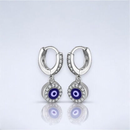 Round Stoned Evil Eye Earrings