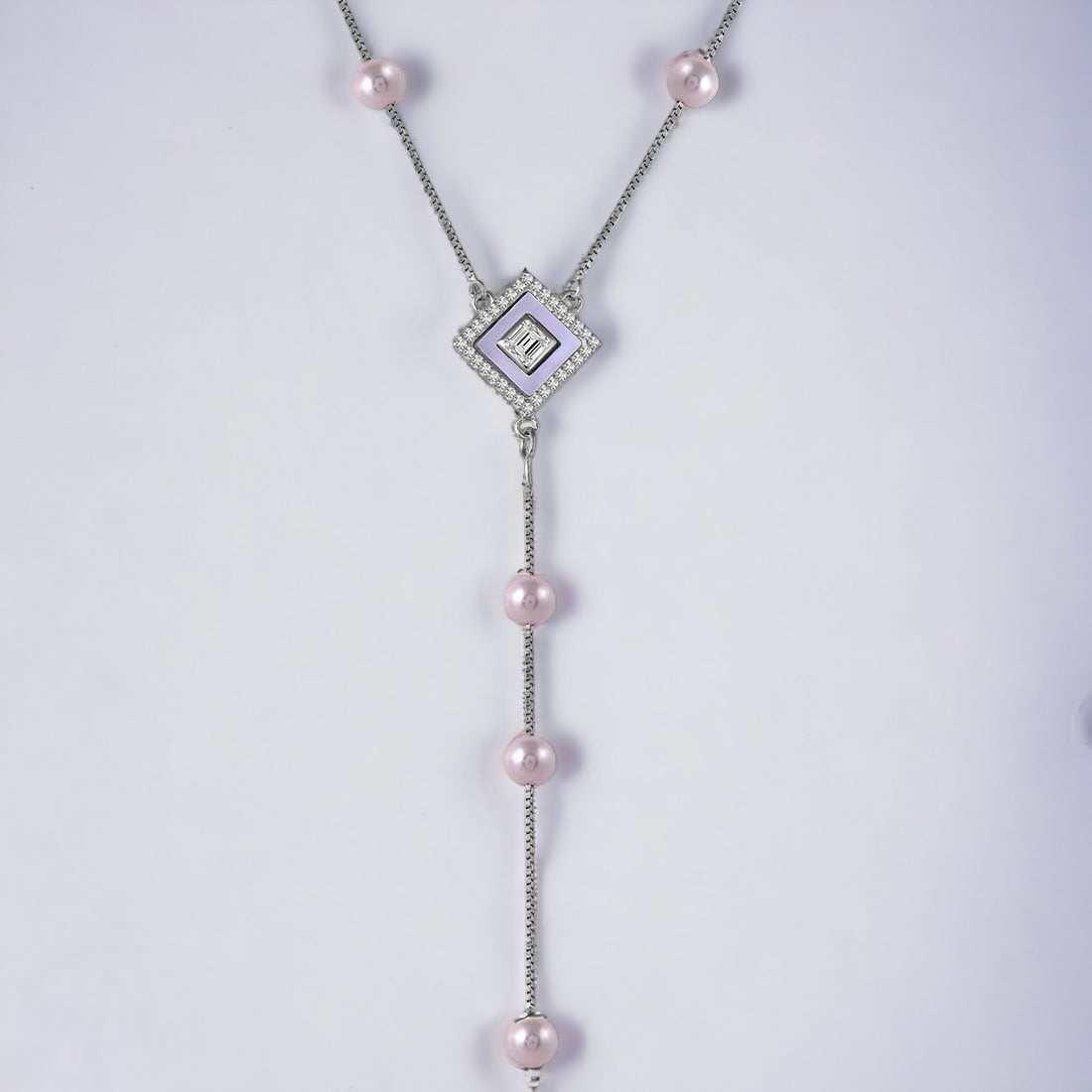 Cube String Silver Necklace For Women & Girls