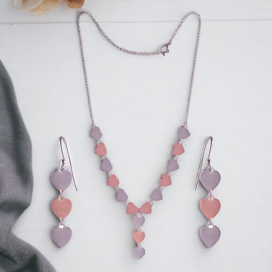 Heart Necklace With Earring Set