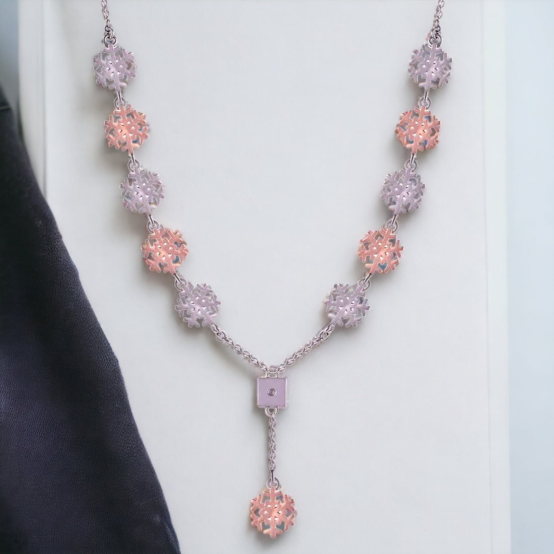 Snow-Flake Necklace With Earring Set