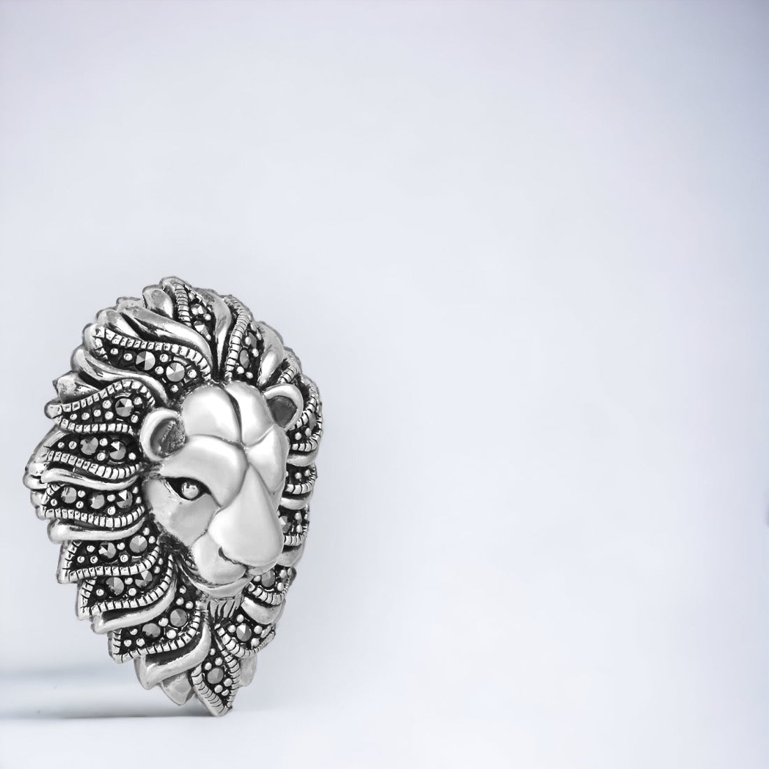 Oxidized Silver Lion Brooch Cum Pendant For Men & Women