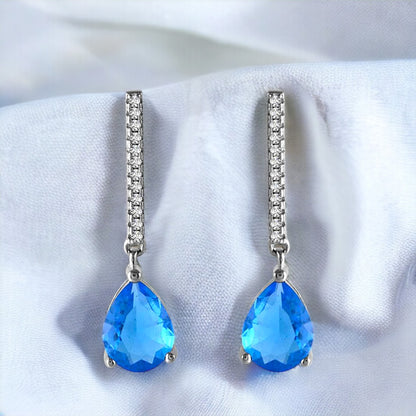 Blue Stone Pendant & Earring Set(without Chain)for Women And Girls