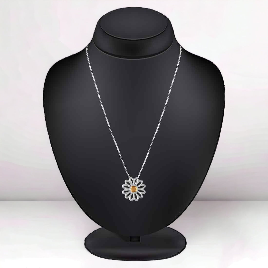 Daisy Pendant With Chain & Earring Set For Women And Girls