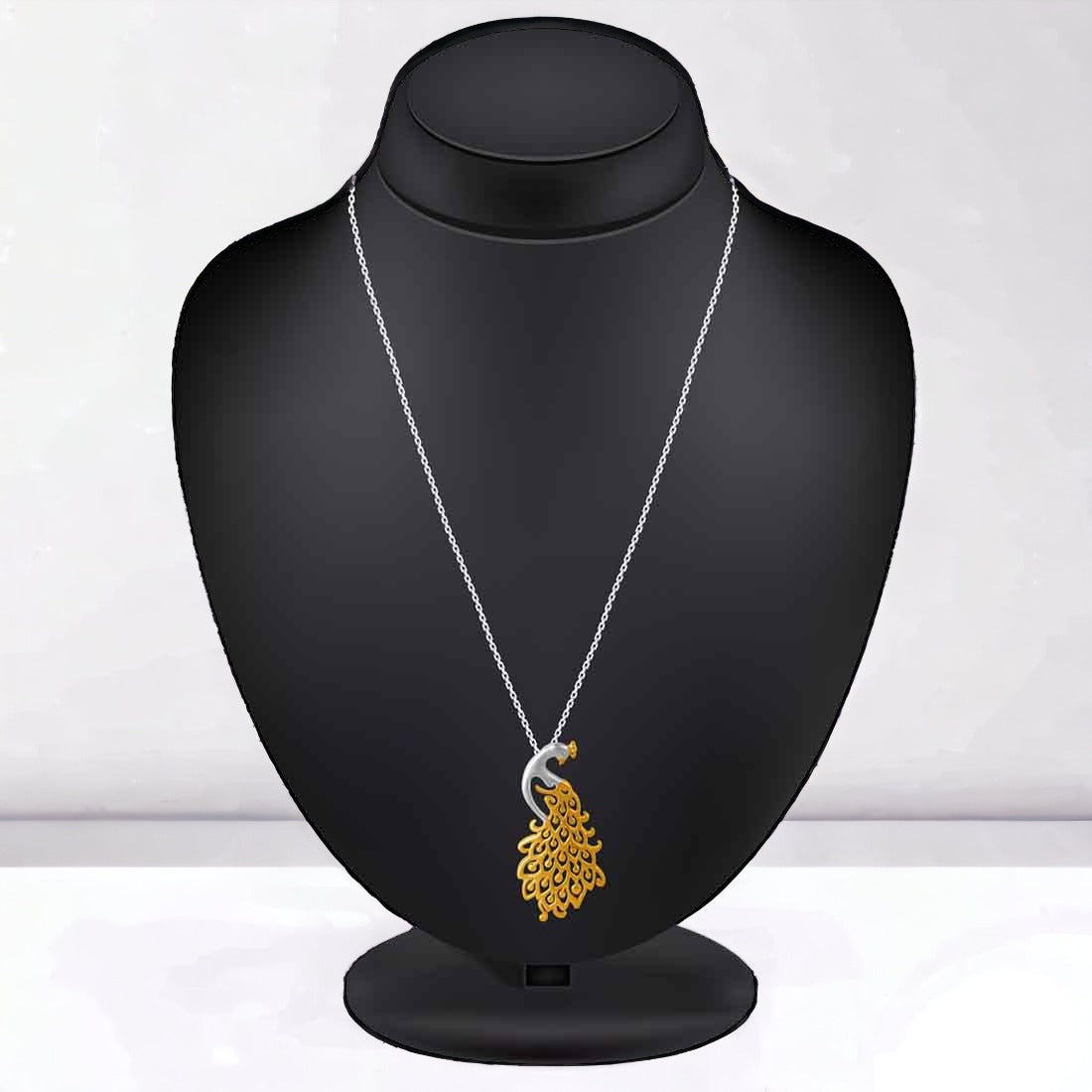 Gold Plating Peacock Pendant Chain & Earring Set For Women And Girls