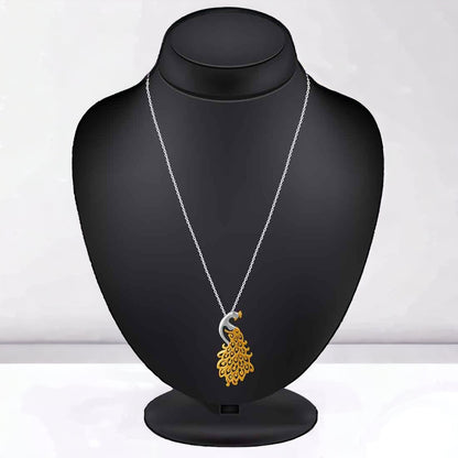 Gold Plating Peacock Pendant With Chain & Earring Set For Women And Girls