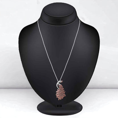 Rose gold Peacock Pendant Chain & Earring Set For Women And Girls
