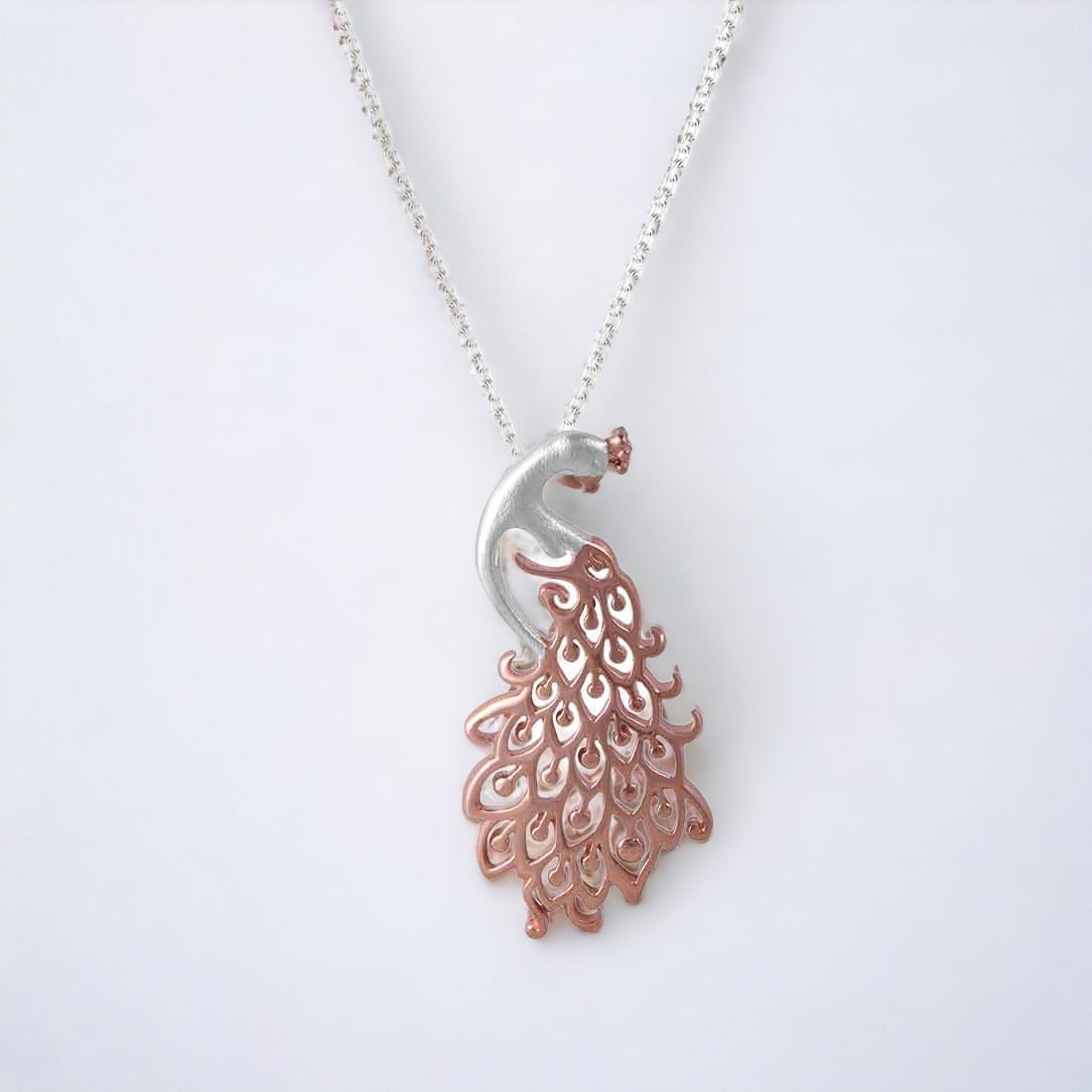 Rose gold Peacock Pendant With Chain & Earring Set For Women And Girls