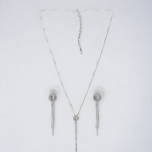 Round Tassel Pendant Chain & Earring Set For Women And Girls