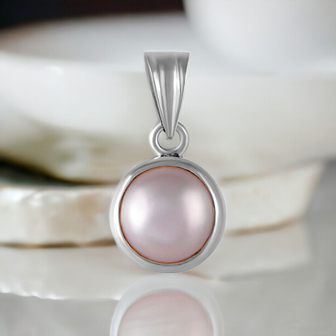 925 Sterling Silver Pearl Pendant for Men & Women with Certified Natural Pearl Gemstone