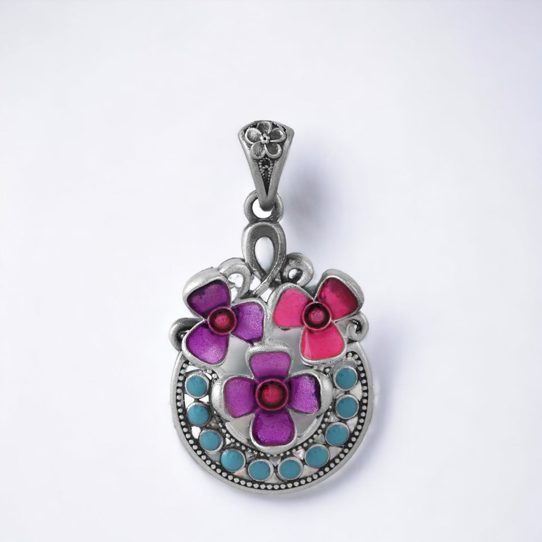 Moon Tarnish Oxidized Tulip Pendant For Women & Girls(Without Chain)