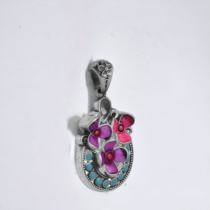 Oxidized Tulip Pendant For Women & Girls(Without Chain)