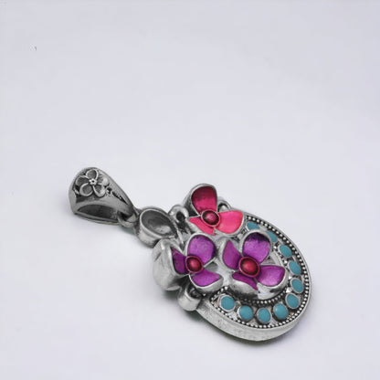 Oxidized Tulip Pendant For Women & Girls(Without Chain)