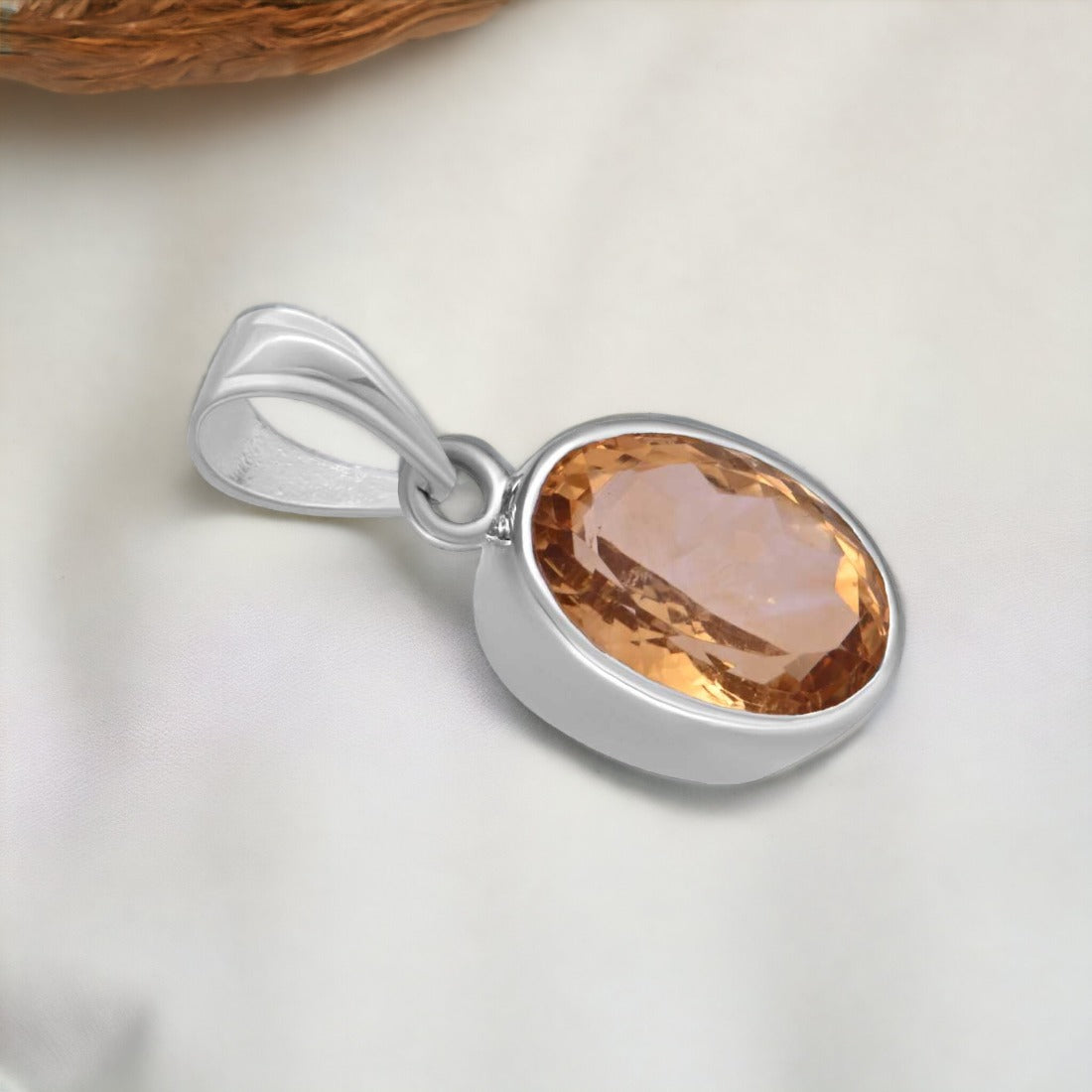 Certified Natural Citrine (Local Name Yellow Topaz) Pendant For Men & Women