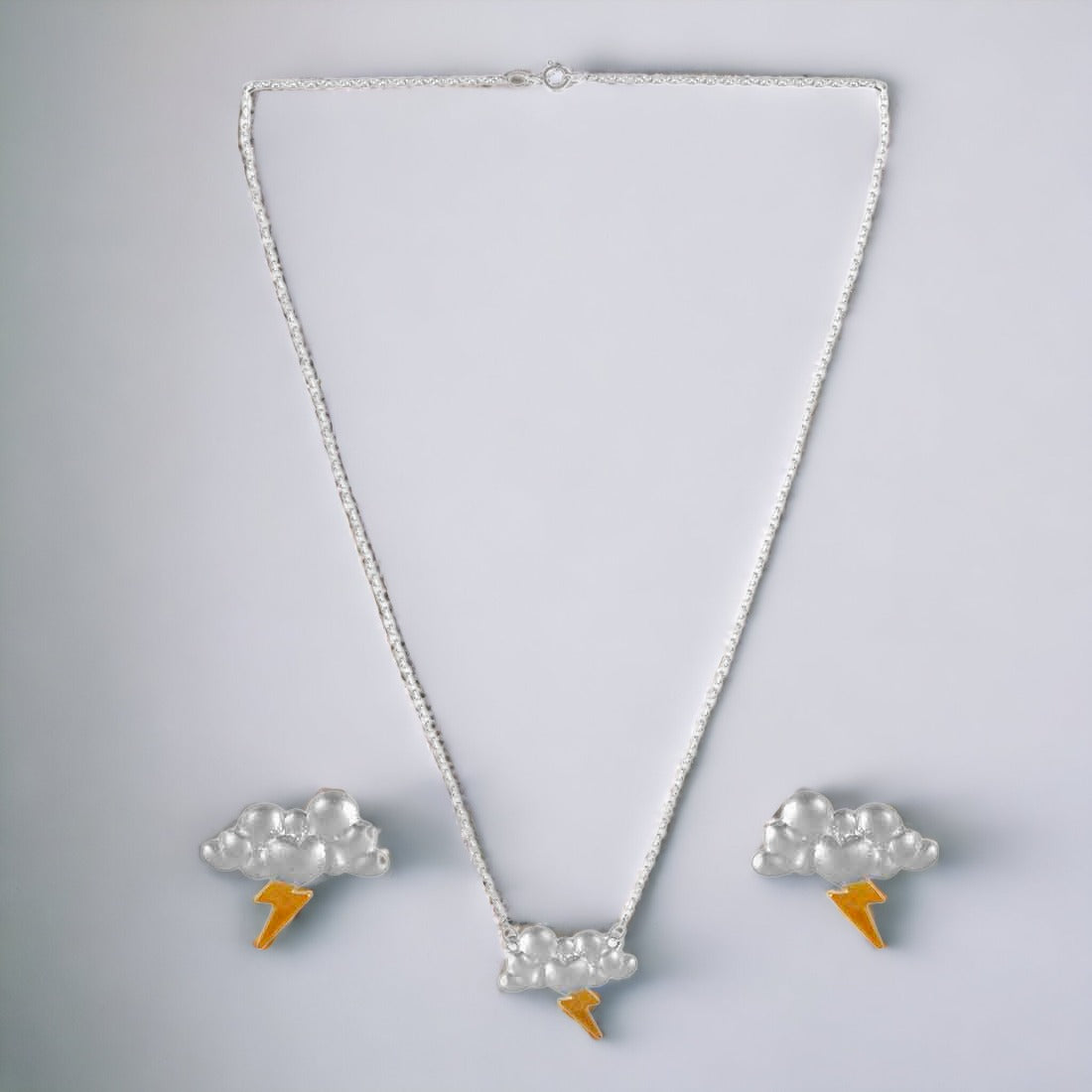 Cloud Pendant With Chain & Earring Set For Women And Girls