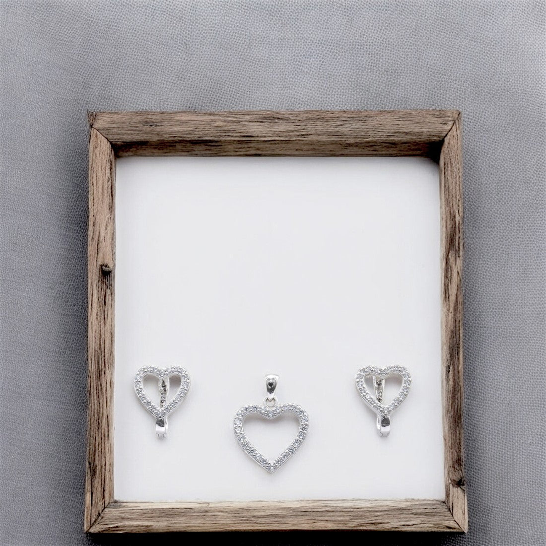 925 Sterling Silver Heart Stone Pendant Set with Matching Earrings for Women & Girls (No Chain)