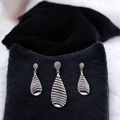 Sterling silver big tear drop stone pendant with earrings set for women and girls (without chain)