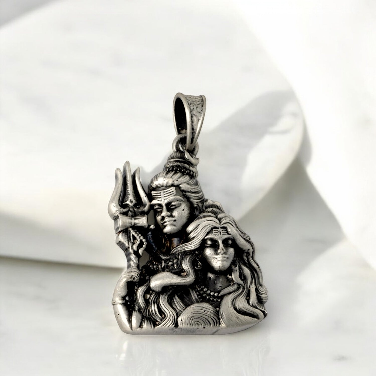 Sterling Silver EterKnight  Oxidized Shiv Parvati Pendant for Men