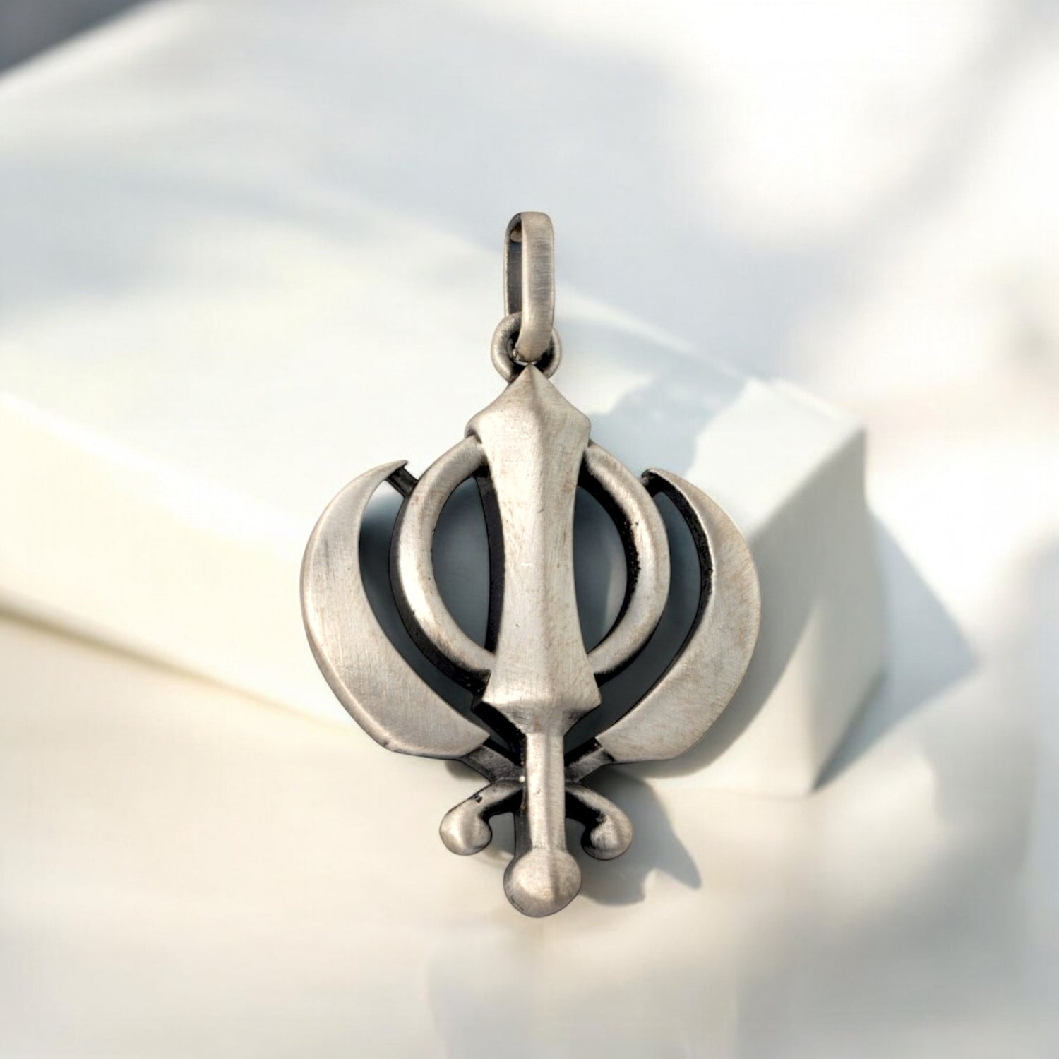 Sterling Silver EterKnight Oxidized Sikh Khanda Pendant for Men