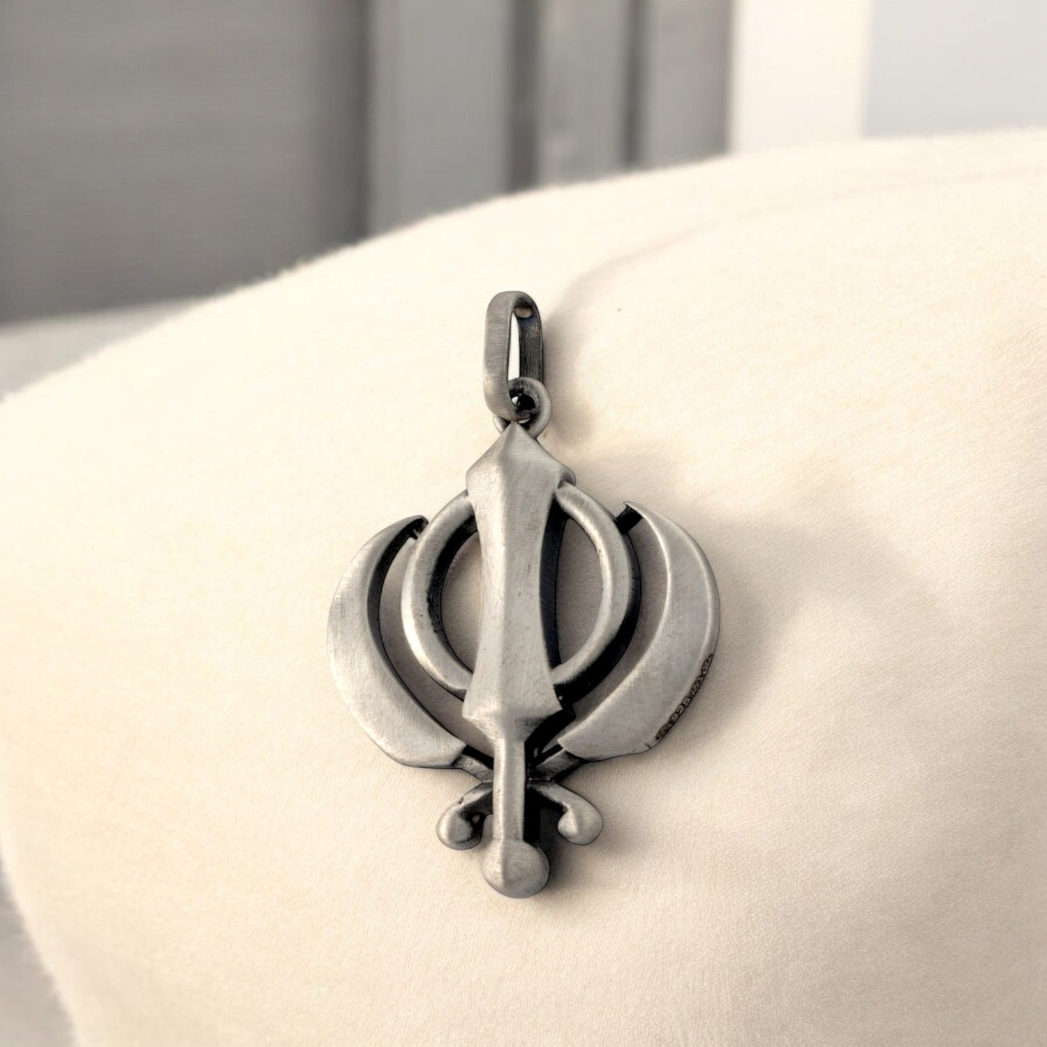 Sterling Silver EterKnight Oxidized Sikh Khanda Pendant for Men