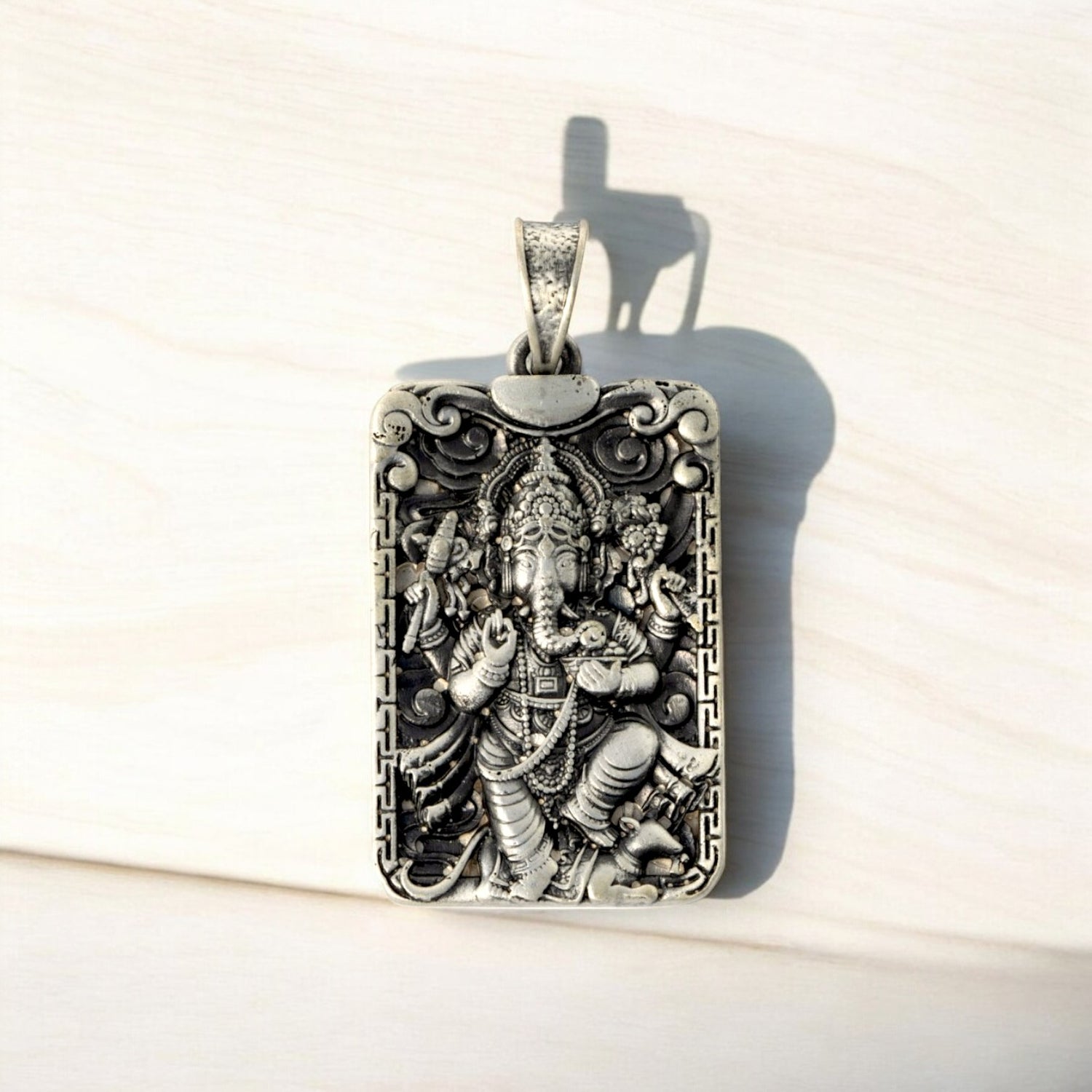 Sterling Silver EterKnight Oxidized Om Ganesha Pendant for Men