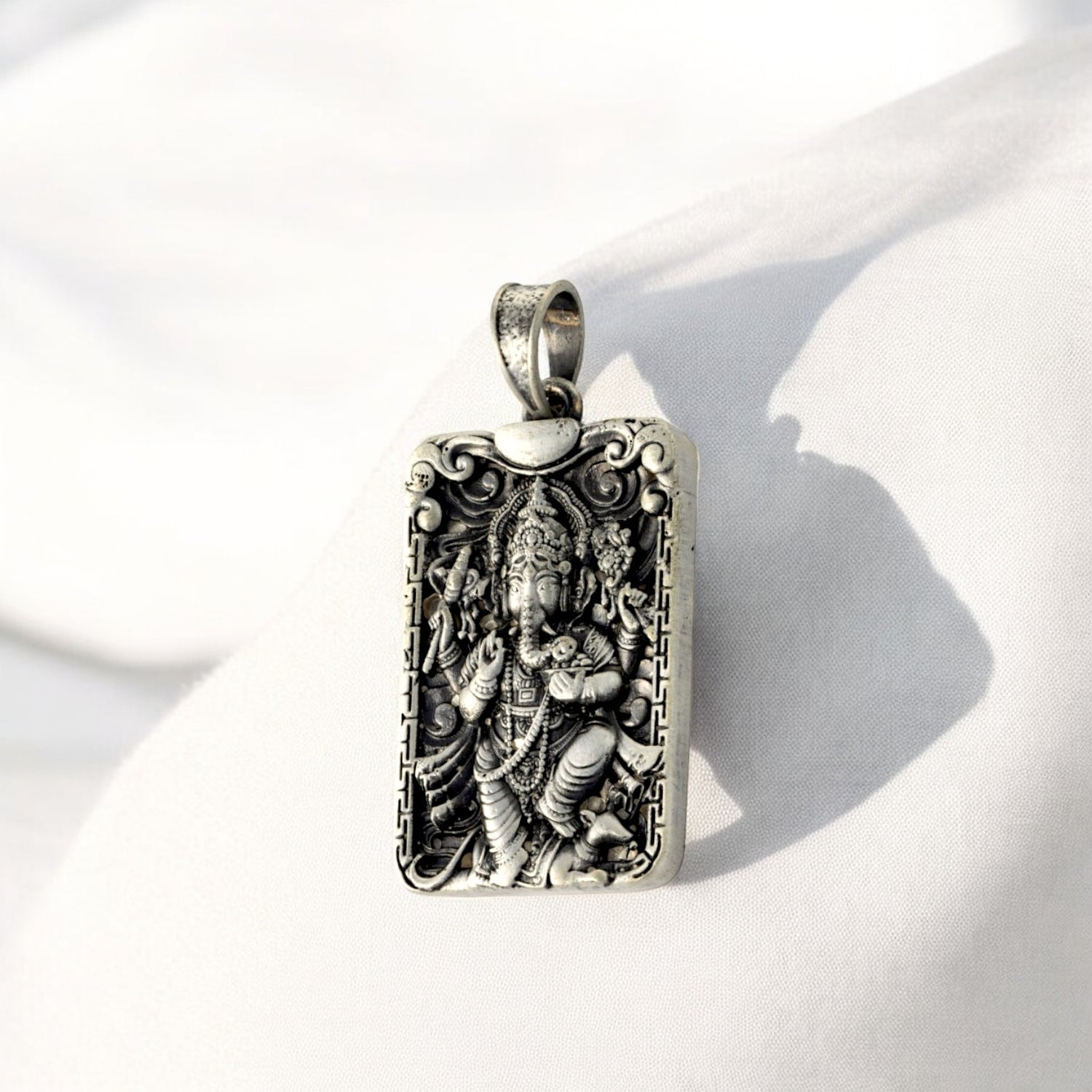 Sterling Silver EterKnight Oxidized Om Ganesha Pendant for Men