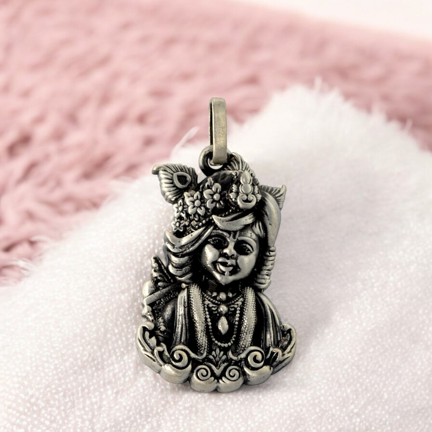 Sterling Silver EterKnight Oxidized Shri Krishna Pendant for Men