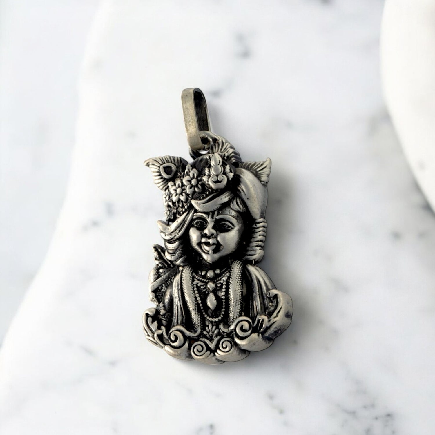 Sterling Silver EterKnight Oxidized Shri Krishna Pendant for Men