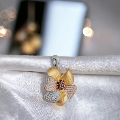 Golden Bloom Pendant And Earring Set For Women & Girls