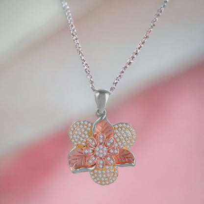 Flower-petal Pendant And Earring Set For Women & Girls