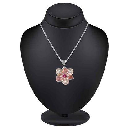 Wrapped Leaf Flower Pendant And Earring Set For Women & Girls
