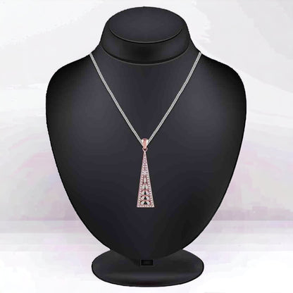 Triangle Rosegold Pendant And Earring Set With Cubic Zicron For Women & Girls
