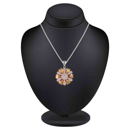 Flaunting Flower Pendant & Earring Set For Women And Girls(Without Chain)